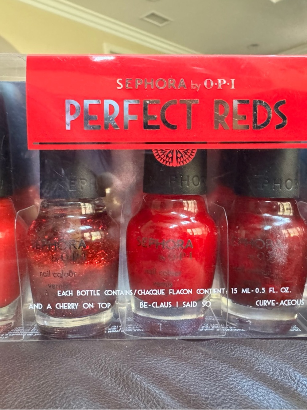 ✅NEW “Sephora by OPI” Perfect Red Nail Polish with Glitter Accent Set of 5